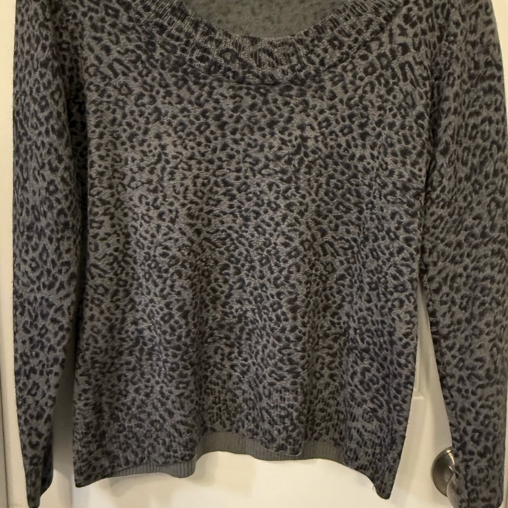 Leopard Print long sleeve Sweater with scoop neck by Calvin Klein